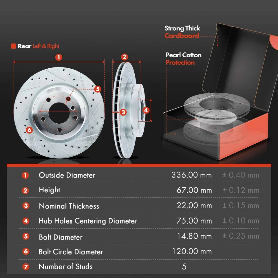 Rotores de freno delanteros y traseros perforados y pastillas de cerámica para BMW 335i 07-13 335d 335is Foto 3 de 4