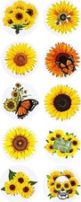 50 Sunflower Stickers Party Favors Teacher Supply envelope seals wedding Spring