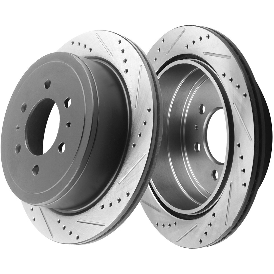 Rear Drilled and Slotted Brake Rotors Brake Pads For Ford F150 2006