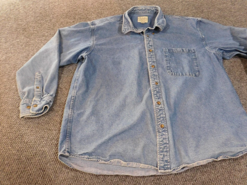 Cabelas Shirt XL Extra Large denim outdoors blue Mens hunting safari - Image 3 of 4