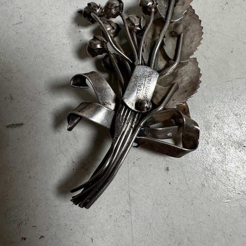 Vintage Jacques Hobe Women's Sterling Silver Rose Bouquet Pinback Brooch Classic - Picture 4 of 6