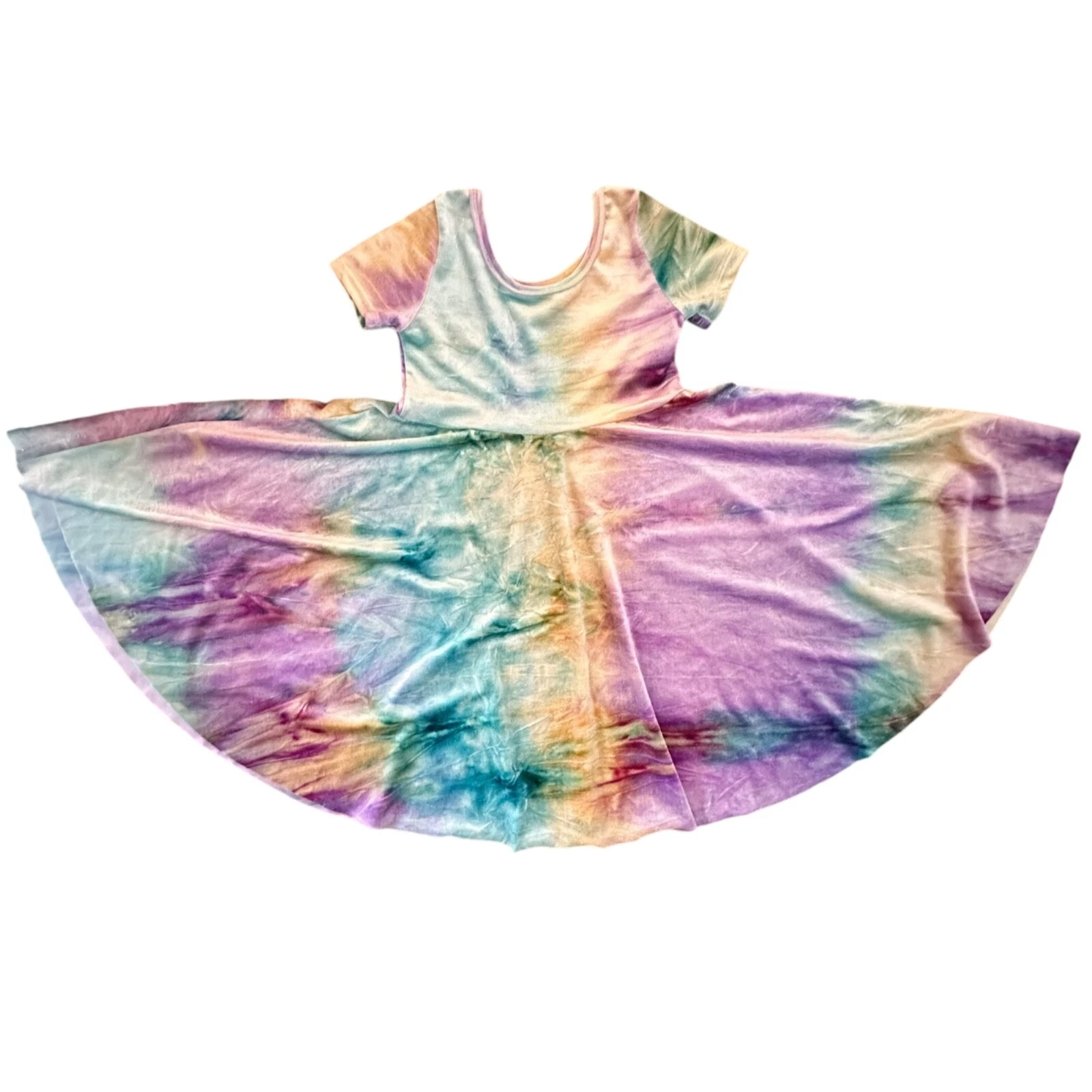Wild Rich Kids Twirl Dress Girls Size 11/12 crushed velvet tie dye blank tag