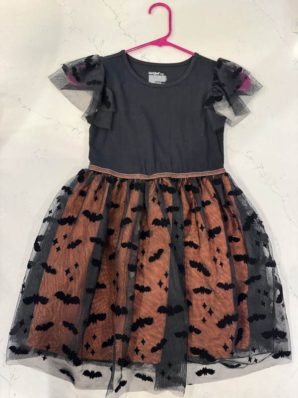 Cat & Jack Halloween Dress Girls Size M 8 Great Shape Bats Orange