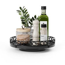 9" Lazy Susan Turntable Organizer for Table Top, Wood Lazy Susan Cabinet