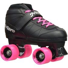 Epic Skates Super Nitro Indoor/Outdoor Quad Speed Skates Black/Pink, Youth 5
