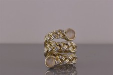 Sterling Silver Pink Rose Quartz Braided Wrap Around Band Ring 14g 925 Sz: 7