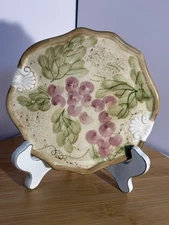 California Pantry Classic Ceramic Round Plate Trivet Grapes Leaves Italian Look