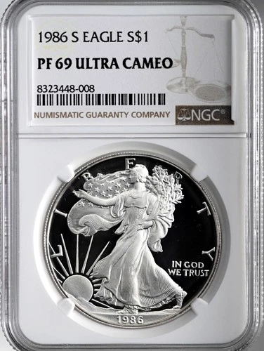 1986-S  $1  PROOF AMERICAN SILVER EAGLE (ASE/SAE) NGC PF69 UCAM  #8323448-008
