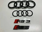 Audi RS3 Rings Front Rear Emblems Glossy Black Set
