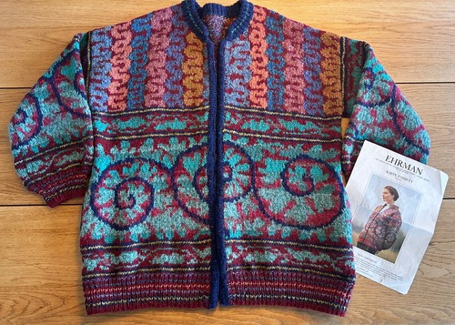 Vintage Kaffe Fassett Rowan Fossil Jacket Cardigan Sweater Hand Knit Wool Rare