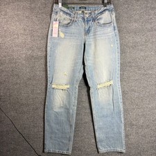 Wild Fable Mid Rise Straight Leg Distressed Jeans Light Wash EasyRigid Sz 2 32L