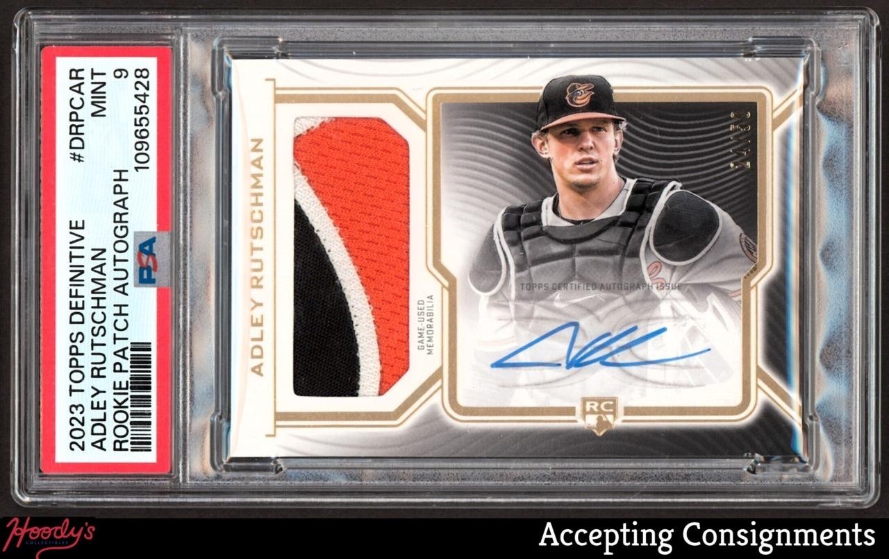 2023 Topps Definitive Rookie Adley Rutschman RPA GAME USED PATCH AUTO /50 PSA 9