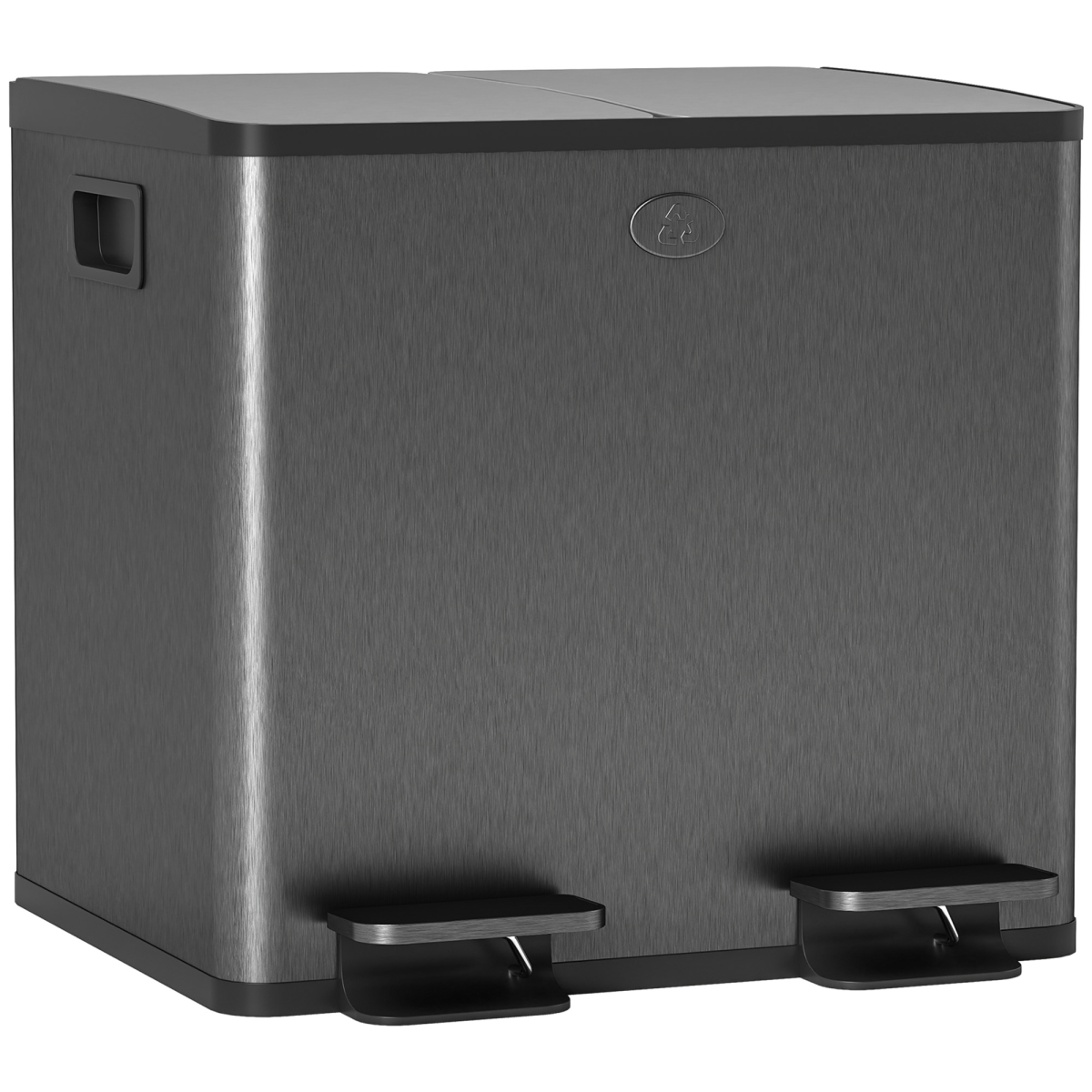 HOMCOM 2 x 15L Dual Kitchen Bin Pedal Bin for Recycling and Waste - Black
