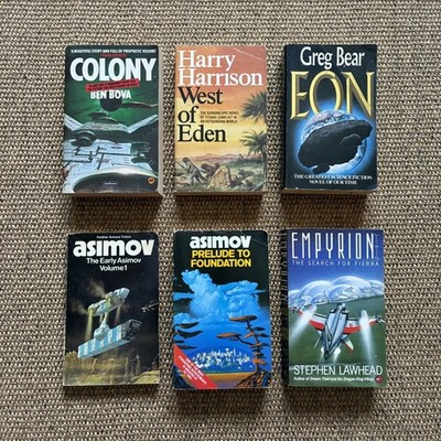6 x Sci-Fi Paperback Book Bundle Isaac Asimov Ben Bova Greg Bear Stephen Lawhead