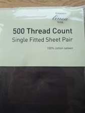 Linea Luxury Hotel Collection 500TC Sateen Cotton Single Fitted Sheet Pair