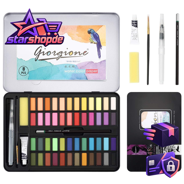DazSpirit Aquarell-Farbkasten, 48 Farben, Wasserfarben-Set FüR Reisen-image