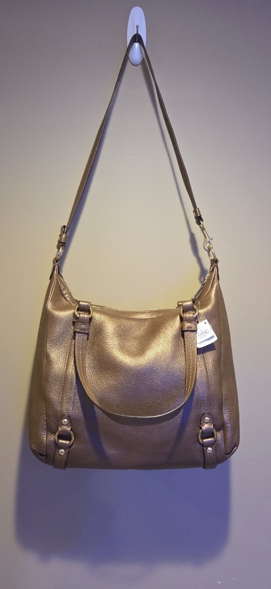 COACH F17566 METALLIC LEATHER ALEXANDRA PEBBLE LEATHER TOTE | eBay