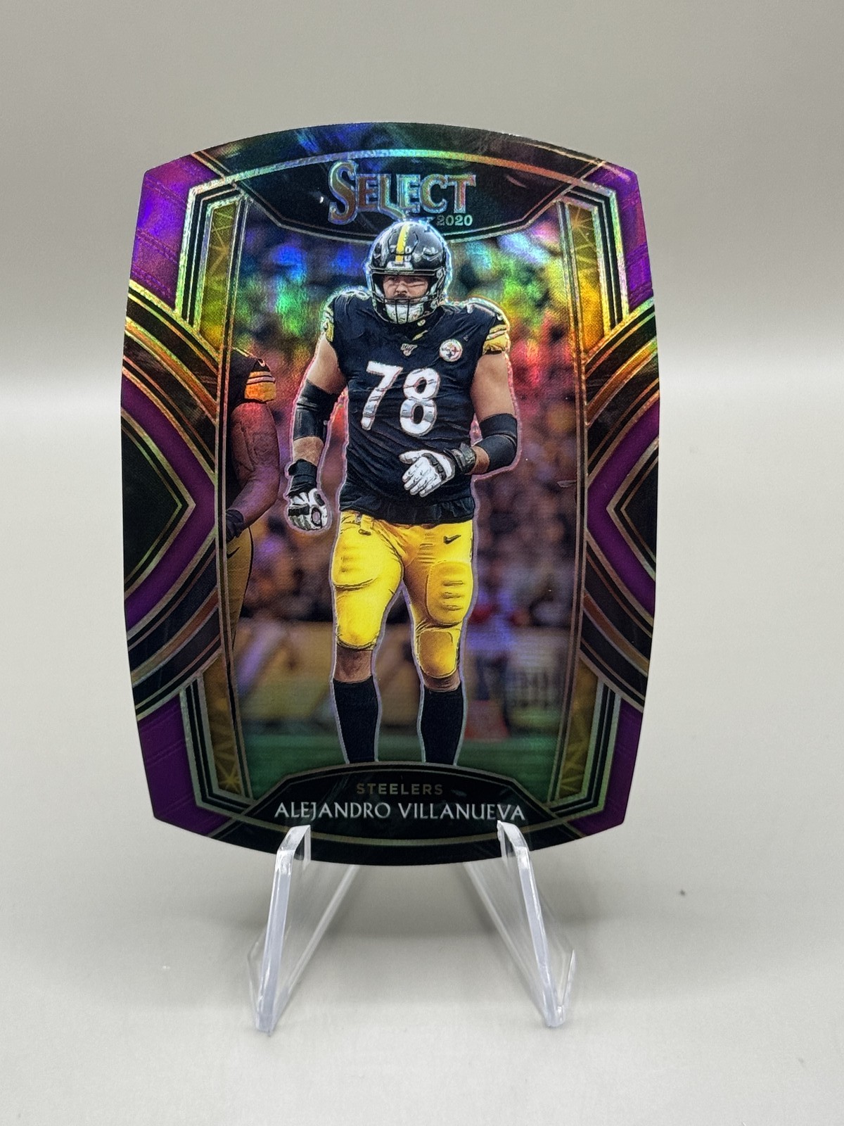 2020 Panini Select #233 Alejandro Villanueva Purple Prizm Die Cut
