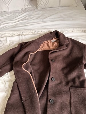 BIRNIE Womens Brown Solid Mid-Length Overcoat Button Front Pockets Collar XS