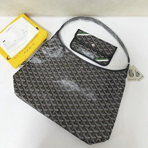 Goyard Boheme Hobo Large Black Goyardine Canvas Shoulder With Removable Pouch