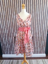 Lindy Bop Harper Pink Mirrors Retro 50s Style Full Flare Tea Dress Size 8 BNWT