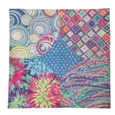 Handmade Quilted Square Table Topper 17.75" Blue Red Green Purple