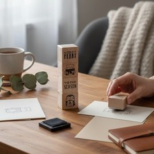 Recollections Set/4 Wood Christmas Stamps 1.25" X 1.25" Each Penguin Bear NWT