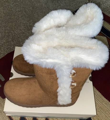 SO® Abigail Damen Kunstfell Winter Brust Nuss Stiefel Größe ~ 10 - Bild 6 von 8
