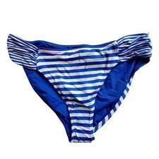 Tommy Bahama Womens Blue White Striped Bikini Bottom Swimwear Nylon/Spandex L
