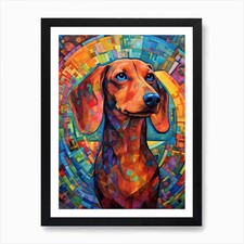 Dachshund dog print 1 Art Print Framed Wall Art Poster Canvas Print Picture