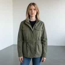 Style & Co Womens Utility Jacket Olive Green Outdoor Layering Medium NWOT