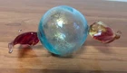 Vintage Murano Style Italy Art Glass Handmade Candy Piece Gold Flake Blue Red