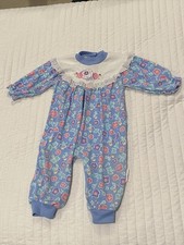 Vintage Healthtex One Piece Jumper Romper Floral 12 Months Baby Girl
