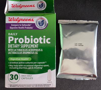 Walgreens (Culturelle) Daily Probiotic 30 Caps, 10 Billion CFUs, 8/26 *Open Box*