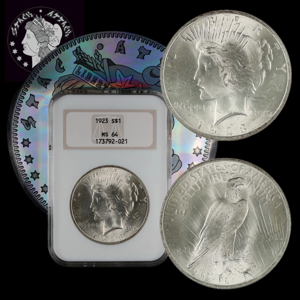 MS 64 Graded 1923 Year NGC Certified Peace Dollars (1921-1935) for