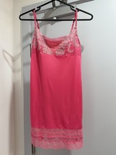 Vintage Pink Lace Trim Slip Dress / Nightgown (Size XS/S)