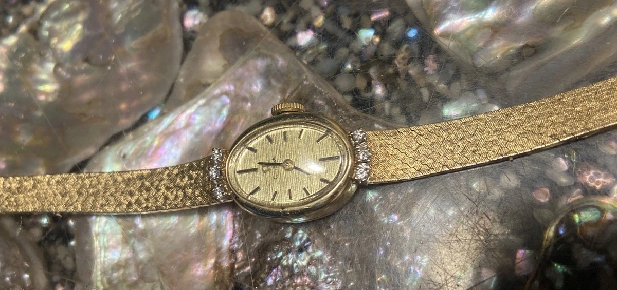 Omega Ladies Gold Plated Textured Bracelet Watch Omega Ref. 511.015 Vintage Women main image 3