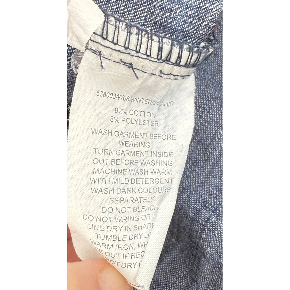 Pumpkin Patch Denim Dress Girls 3-6 Months Pink Floral Pockets Button Back - Image 4 of 4