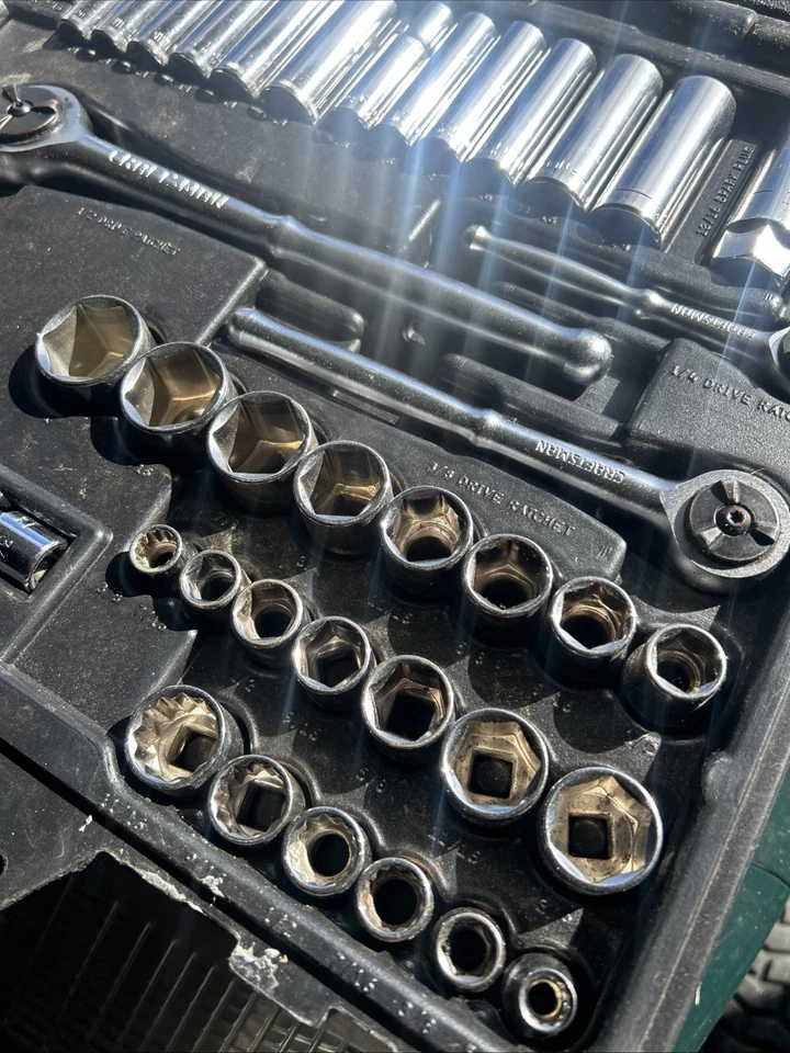 Vintage Craftsman 82 pc Metric & SAE Socket Set 1/4" 3/8" 1/2" Drive USA - Image 3 of 4
