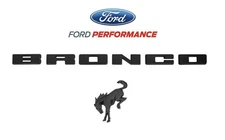 2021-2025 Bronco Matte Black OEM Front Grille Letter Overlay & Rear Trunk Emblem