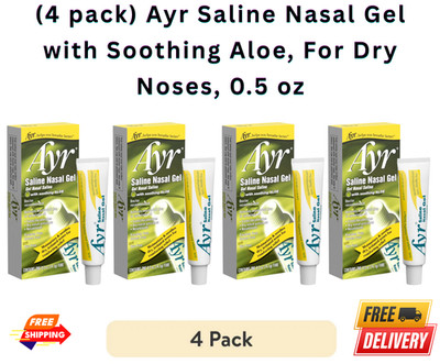 ( 4 PACK ) Ayr Saline Nasal Gel, With Soothing Aloe, 0.5 Ounce Tube