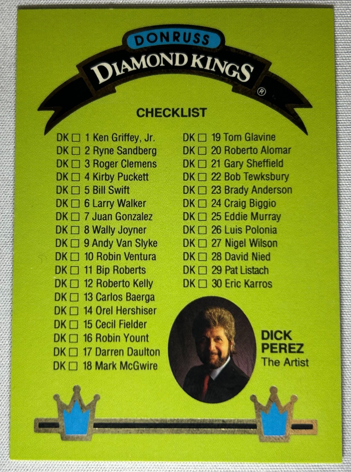 1993 - 1995 Donruss Diamond Kings Baseball Cards (You Pick Card)