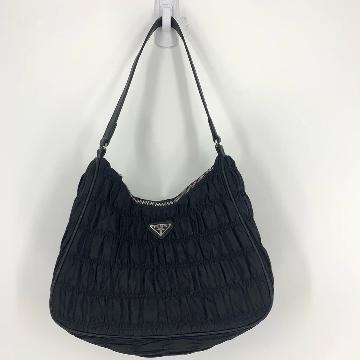 Prada Nylon Saffiano Leather Black Nylon Mini Bag