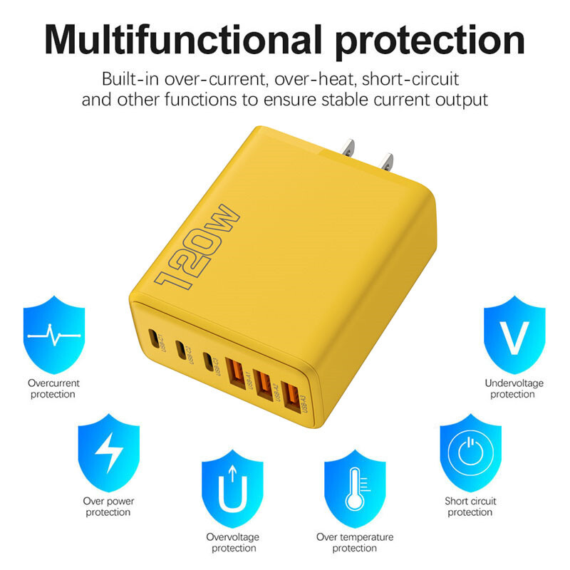 120W Fast 4-in-1 Type C Wall Charger With 65W Super Fast Cable - 6 Ports, Universal 10 thumbnail image