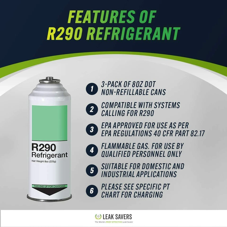 Refrigerante R290 - Paquete de 12 - Lata Piercing Top (carga invertida) Foto 2 de 2