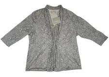 NWT Liz Claiborne Blouse Womens 2X Gray Print Sheer Ruched Lined Career Business