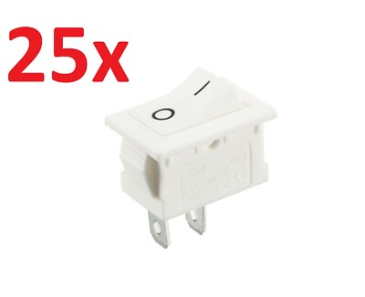 25 x White Latching Rocker Switch 2 PIN off on lot 12V 24V DC C23