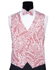 Men's Red  White Island Fun Vest and Bow Tie