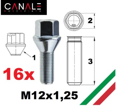 Satz 16 Radschrauben M12x1,25 Fiat Felgen Epoche CROMODORA MINILITE BWA STILAUTO