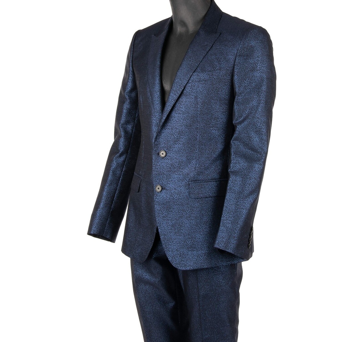 DOLCE & GABBANA MARTINI Metallic Jacquard Suit Jacket Blue DOLCE & GABBANA MARTINI Metallic Jacquard Suit Jacket Blue